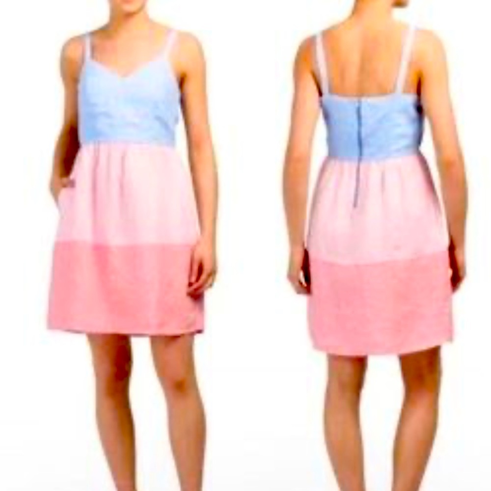 New C&C California 100% Linen Color Block Dress